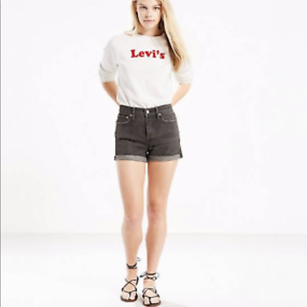 NWT Wedgie High Waist Levi Shorts Cuffed Stretch